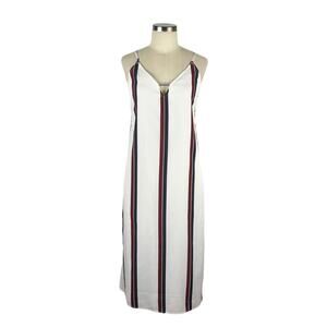 AMUSE SOCIETY Austin Striped Midi Dress Size Small V-Neck White Boho‎
